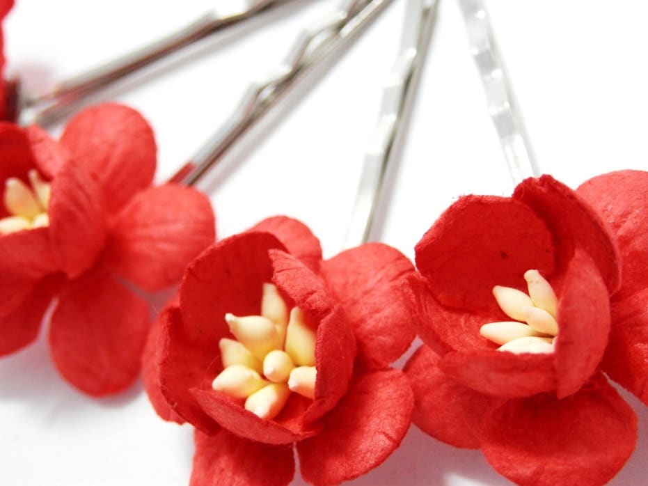 Rote Kirschblüte Haarspange Set/Alternative Braut Hochzeit Haar Accessoires Brautjungfer Bobby Pin Hochzeitsblume Clips F004 Rote Kirschblüte Haarspange Set/Alternative Braut Hochzeit Haar Accessoires Brautjungfer Bobby Pin Hochzeitsblume Clips F004 von SpearmintAndThyme
