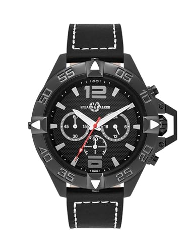 Spears & Walker Herren Uhr analog Japan Quarzwerk mit Echtleder schwarz Armand 10070239 von Spears & Walker