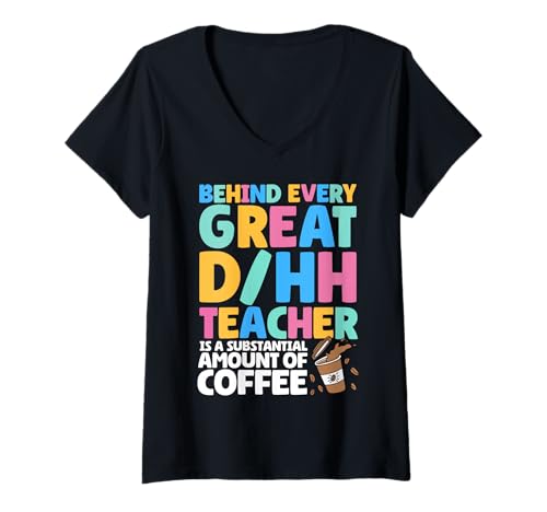 Damen D/HH Teacher Appreciation Squad Jeder großartige D/HH-Lehrer T-Shirt mit V-Ausschnitt von Special Education Costume For ASL & D/HH Teacher