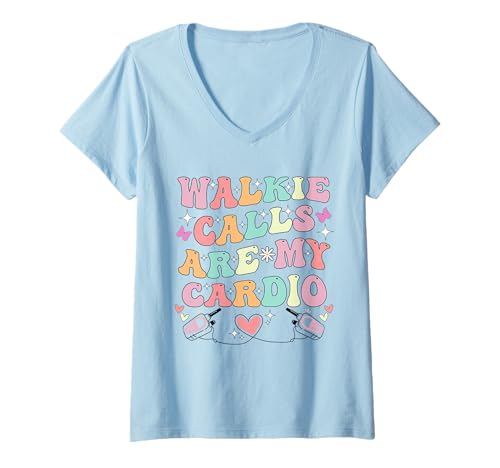 Damen Walkie-Calls sind Meine Cardio-Sonderpädagogenschule T-Shirt mit V-Ausschnitt von Special Education Teacher School Psychologist