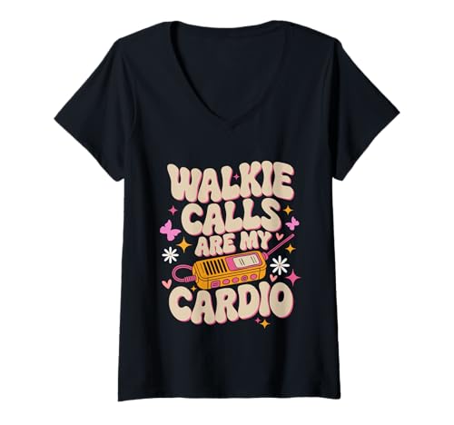 Damen Walkie-Calls sind Meine Cardio-Sonderpädagogenschule T-Shirt mit V-Ausschnitt von Special Education Teacher School Psychologist