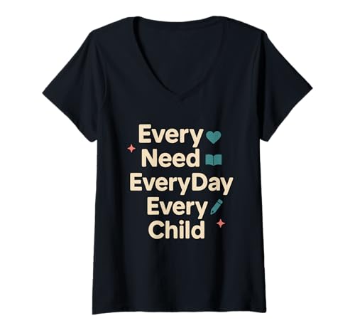 Damen Sonderschule Inklusive Bildung SPED-Lehrer IEP-Team T-Shirt mit V-Ausschnitt von Special Education Teacher Support Staff Autism