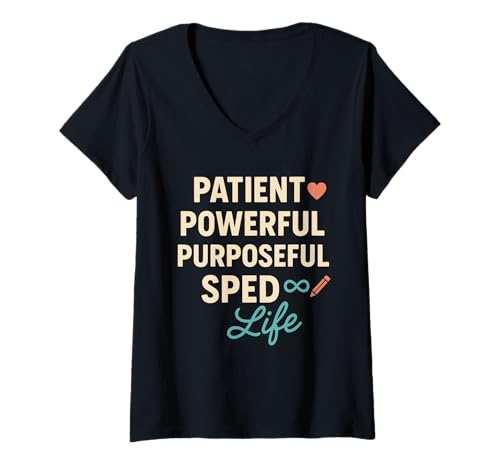 Damen Sonderschule Inklusive Bildung SPED-Lehrer IEP-Team T-Shirt mit V-Ausschnitt von Special Education Teacher Support Staff Autism