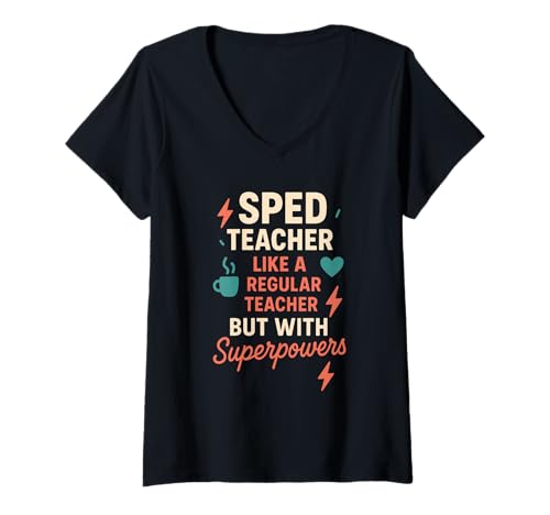 Damen Sonderschule Inklusive Bildung SPED-Lehrer IEP-Team T-Shirt mit V-Ausschnitt von Special Education Teacher Support Staff Autism
