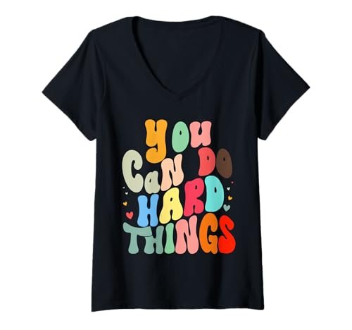 Damen Sie können schwierige Dinge tun, Lehrer, inspirierender Schulberater T-Shirt mit V-Ausschnitt Damen Sie können schwierige Dinge tun, Lehrer, inspirierender Schulberater T-Shirt mit V-Ausschnitt von Special Education Teacher You Can Do Hard Things