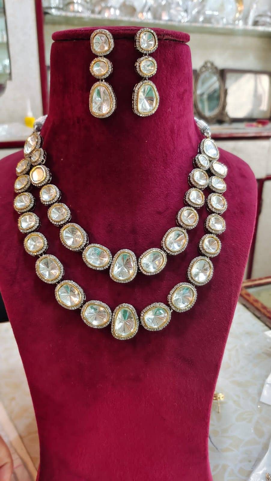 Ungeschnittene Hochwertige Polki Kundan Schmuck, Halskette Ohrringe Combo, Sabyasachi Hochzeit Verlobungsschmuck, Set von SpecialJewellerIndia
