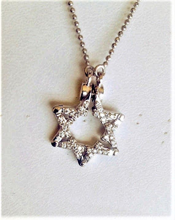 Wandelbare St. Silver Star David Halskette Mit Zirkonias. Israelschmuck von SpecialJewishJewelry
