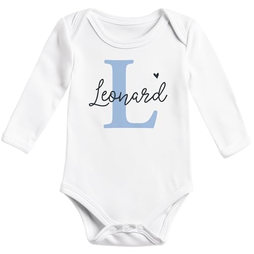 SpecialMe® Baby Body Langarm personalisiert Name Initiale Anfangsbuchstabe Wunschname Geschenk Geburt Bio-Baumwolle weiss 3-6 Monate von SpecialMe
