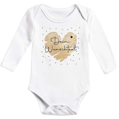 SpecialMe® Baby Body Langarm personalisiert mit Namen Herz Wunschname Wunschtext Geschenk Geburt Bio-Baumwolle Weiss 0-3 Monate von SpecialMe