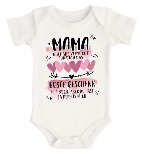 SpecialMe® Baby Body für Mädchen Mama ich Habe versucht Finden Spruch lustig Kurzarm Bio Baumwolle Natur 0-3 Monate von SpecialMe