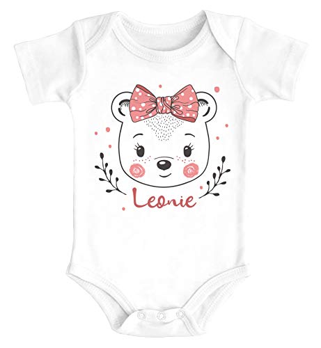 SpecialMe® Baby Body mit Namen Bedrucken Lassen Bär Motiv Kurzarm Bio Baumwolle Mädchen Junge Mädchen weiß 3-6 Monate von SpecialMe