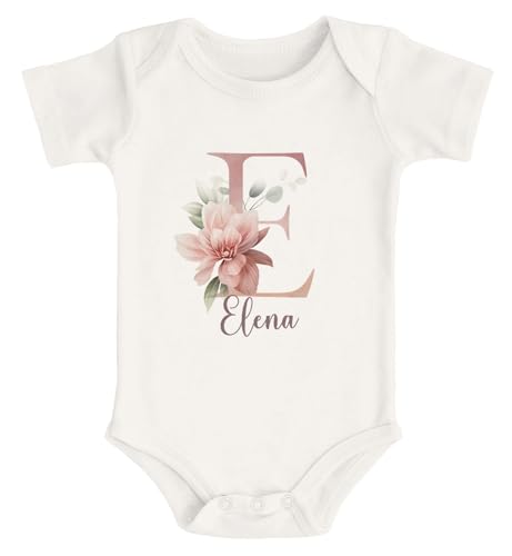 SpecialMe® Baby Body mit Namen und Initiale personalisiert Wunschname Geschenk Geburt Mädchen Bio-Baumwolle Natur 0-3 Monate von SpecialMe