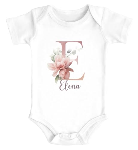 SpecialMe® Baby Body mit Namen und Initiale personalisiert Wunschname Geschenk Geburt Mädchen Bio-Baumwolle Weiss 6-12 Monate von SpecialMe