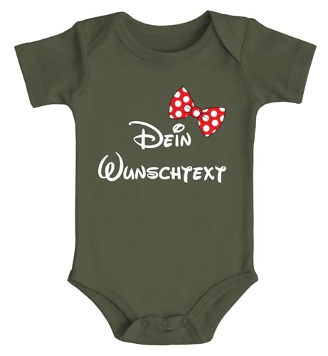 SpecialMe® Baby Body mit Wunschtext Bedrucken Lassen eigene Worte eigener Text personaliert Kurzarm Bio Baumwolle Oliv 3-6 Monate von SpecialMe