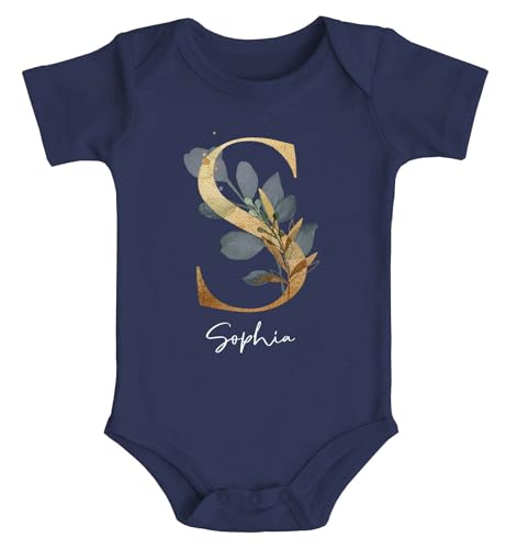 SpecialMe® Baby Body personalisiert mit Namen Geschenkidee zum Geburtstag Geschenk zur Geburt Mädchen Jungen Bio-Baumwolle Navy 6-12 Monate von SpecialMe