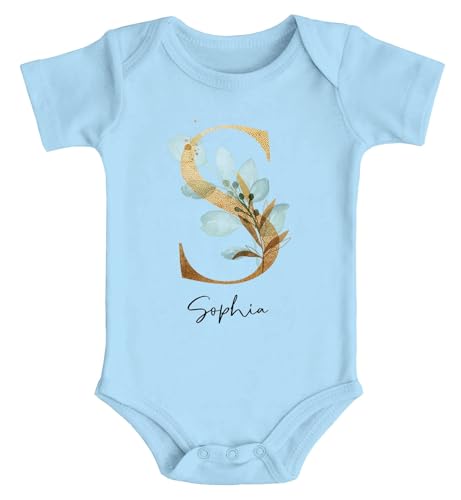 SpecialMe® Baby Body personalisiert mit Namen Geschenkidee zum Geburtstag Geschenk zur Geburt Mädchen Jungen Bio-Baumwolle hellblau 3-6 Monate von SpecialMe