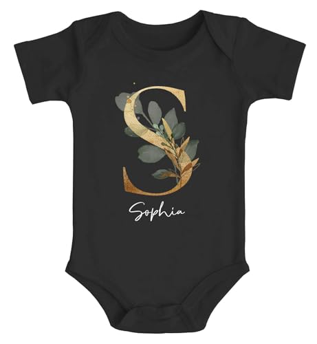 SpecialMe® Baby Body personalisiert mit Namen Geschenkidee zum Geburtstag Geschenk zur Geburt Mädchen Jungen Bio-Baumwolle schwarz 6-12 Monate von SpecialMe