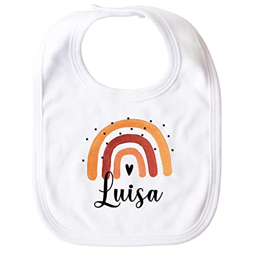 SpecialMe® Baby Lätzchen personalisiert bedruckt mit Namen und Regenbogen Wunschname Baumwolle Junge/Mädchen Mädchen weiß unisize von SpecialMe