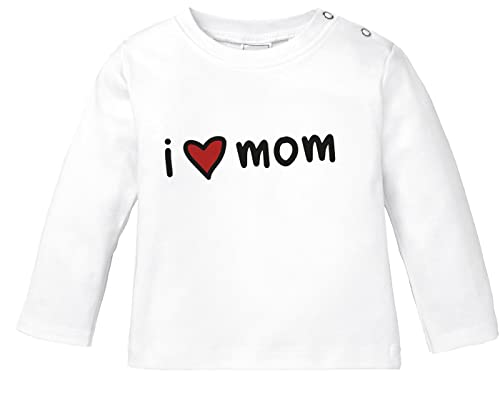 SpecialMe® Baby Langarmshirt I Love Mom Geschenk Mama Muttertag Geburtstag Jungen Mädchen Bio-Baumwolle weiß 68/74 (4-9 Monate) von SpecialMe