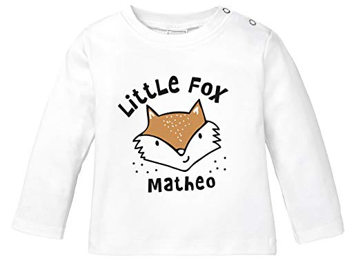 SpecialMe® Baby Langarmshirt mit Namen personalisiert Tiermotive Fuchs Pinguin Panda Wunschname Bio-Baumwolle Fuchs weiß 80/86 (10-15 Monate) von SpecialMe