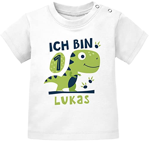 SpecialMe® Baby T-Shirt 1. Geburtstag ich Bin Schon 1 Geburtstagsshirt Geschenk für Einjährige Kurzarm Bio-Baumwolle 1 Jahr weiß 80/86 (10-15 Monate) von SpecialMe