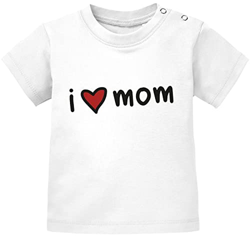 SpecialMe® Baby T-Shirt Kurzarm I Love Mom Geschenk Mama Muttertag Geburtstag Jungen Mädchen Oberteil Bio-Baumwolle weiß 92/98 (16-24-Monate) von SpecialMe