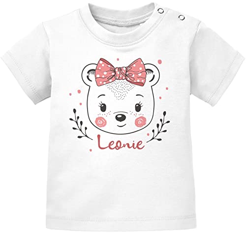 SpecialMe® Baby T-Shirt mit Namen personalisiert Bär Junge Mädchen Kurzarm Bio-Baumwolle Mädchen weiß 92/98 (16-24-Monate) von SpecialMe