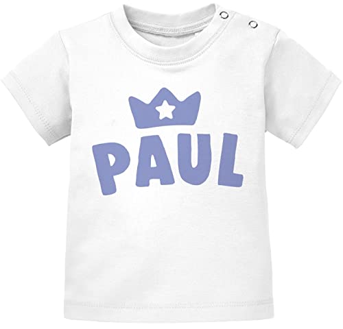 SpecialMe® Baby T-Shirt mit Namen personalisiert Krone Junge Mädchen Geschenk Kleinkind Kurzarm Bio-Baumwolle Jungen weiß 92/98 (16-24-Monate) von SpecialMe