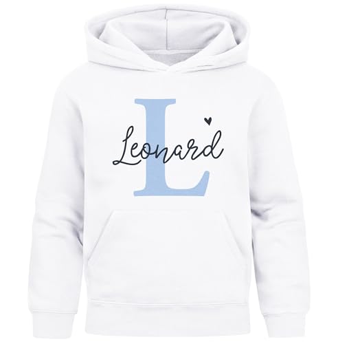 SpecialMe® Kinder Hoodie Jungen Monogramm Buchstabe personalisierte Jungengeschenke mit Namen Initiale Weiss 164 von SpecialMe