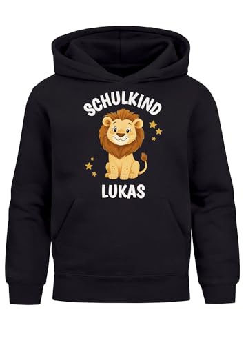 SpecialMe® Kinder Hoodie Jungen Schulkind Wunschname Geschenke zur Einschulung personalisiert Schulanfänger Outfit Schwarz 140 von SpecialMe