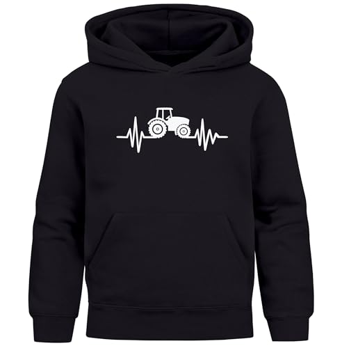 SpecialMe® Kinder Hoodie Jungen Traktor Trekker Aufdruck Print Jungengeschenke Schwarz 128 von SpecialMe
