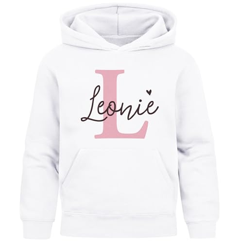 SpecialMe® Kinder Hoodie Mädchen Monogramm Buchstabe personalisierte Mädchengeschenke mit Namen Initiale Weiss 140 von SpecialMe