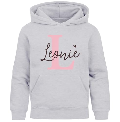 SpecialMe® Kinder Hoodie Mädchen Monogramm Buchstabe personalisierte Mädchengeschenke mit Namen Initiale grau 140 von SpecialMe
