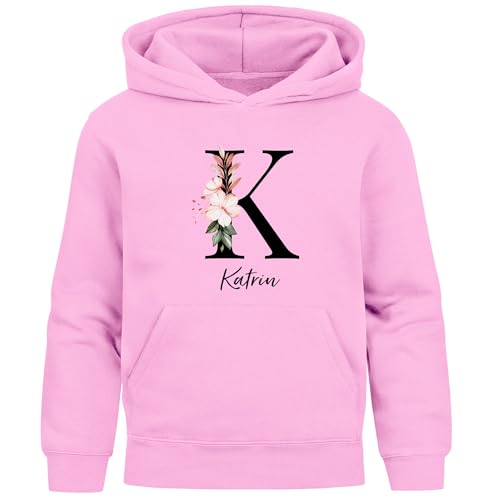 SpecialMe® Kinder Hoodie Mädchen Monogramm Wunschname personalisierte Mädchengeschenke mit Namen Initiale rosa 152 von SpecialMe