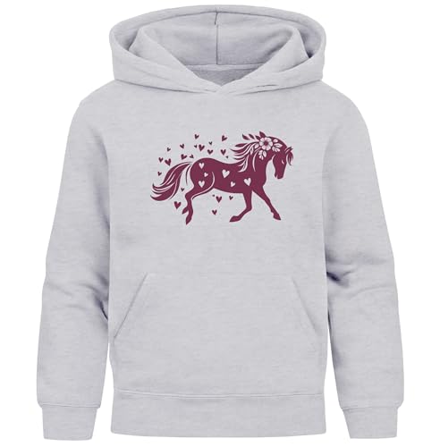 SpecialMe® Kinder Hoodie Mädchen Pferde Herzen Motiv Mädchengeschenke mit Pferde Herzchen Print grau 98 von SpecialMe