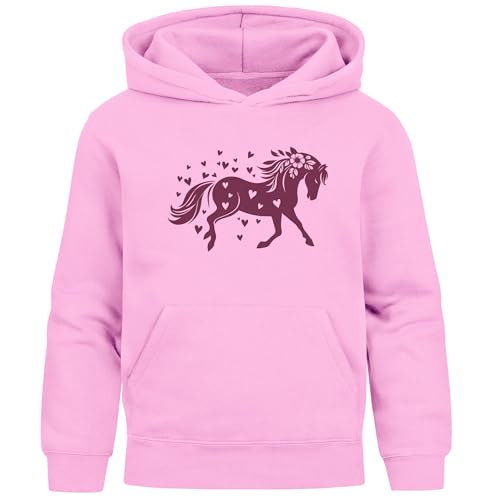 SpecialMe® Kinder Hoodie Mädchen Pferde Herzen Motiv Mädchengeschenke mit Pferde Herzchen Print rosa 116 von SpecialMe