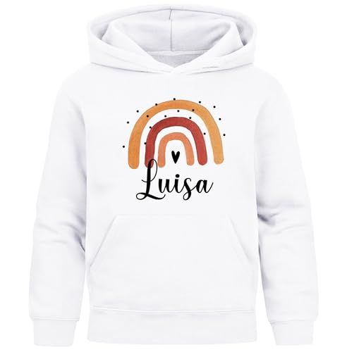 SpecialMe® Kinder Hoodie Mädchen Regenbogen Aufdruck Wunschname personalisierte Mädchengeschenke Weiss 152 von SpecialMe