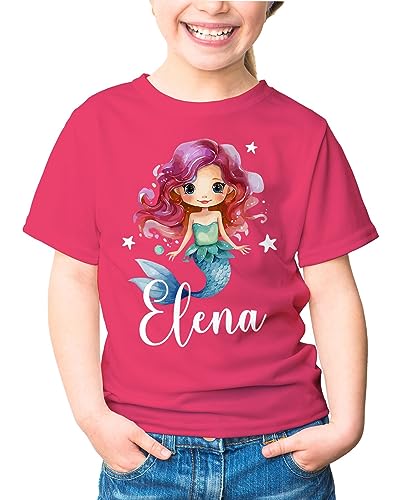 SpecialMe® Kinder T-Shirt Mädchen Meerjungfrau personalisiert mit Name Geschenk für Mädchen pink 110-116 (5-6 Jahre) von SpecialMe