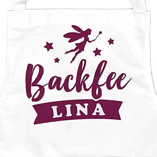 SpecialMe® personalisierte Kinderschürze mit Namen Backfee Küchenschürze Backschürze Mädchen weiß 3-6 Jahre von SpecialMe