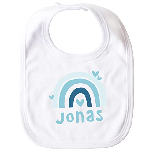 SpecialMe® personalisiertes Baby Lätzchen mit Namen und Regenbogen Skandi Stil Baumwolle Junge/Mädchen Jungs weiß unisize von SpecialMe