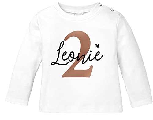 SpecialMe® personalisiertes Baby Langarmshirt Geburtstags-Shirt personalisierbar mit Namen Alter 1-3 Junge/Mädchen 2 Jahre weiß 92/98 (16-24-Monate) von SpecialMe