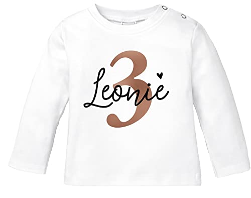 SpecialMe® personalisiertes Baby Langarmshirt Geburtstags-Shirt personalisierbar mit Namen Alter 1-3 Junge/Mädchen 3 Jahre weiß 92/98 (16-24-Monate) von SpecialMe