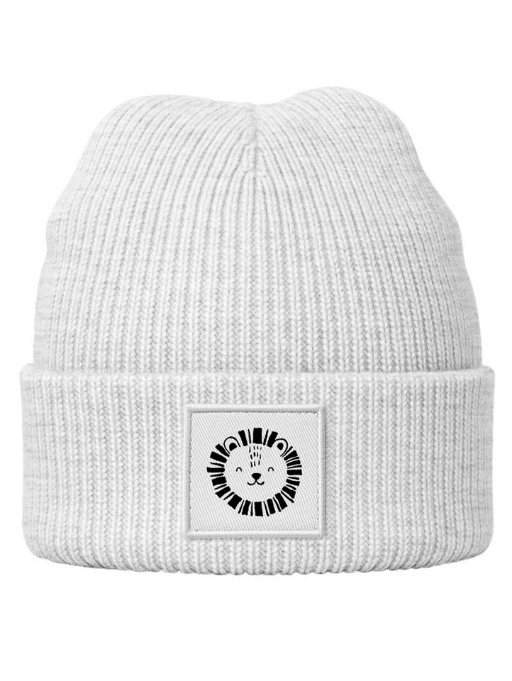 SpecialMe Beanie Kinder Beanie Jungen Patch Patch Löwe Tiermotive Aufdruck Print von SpecialMe