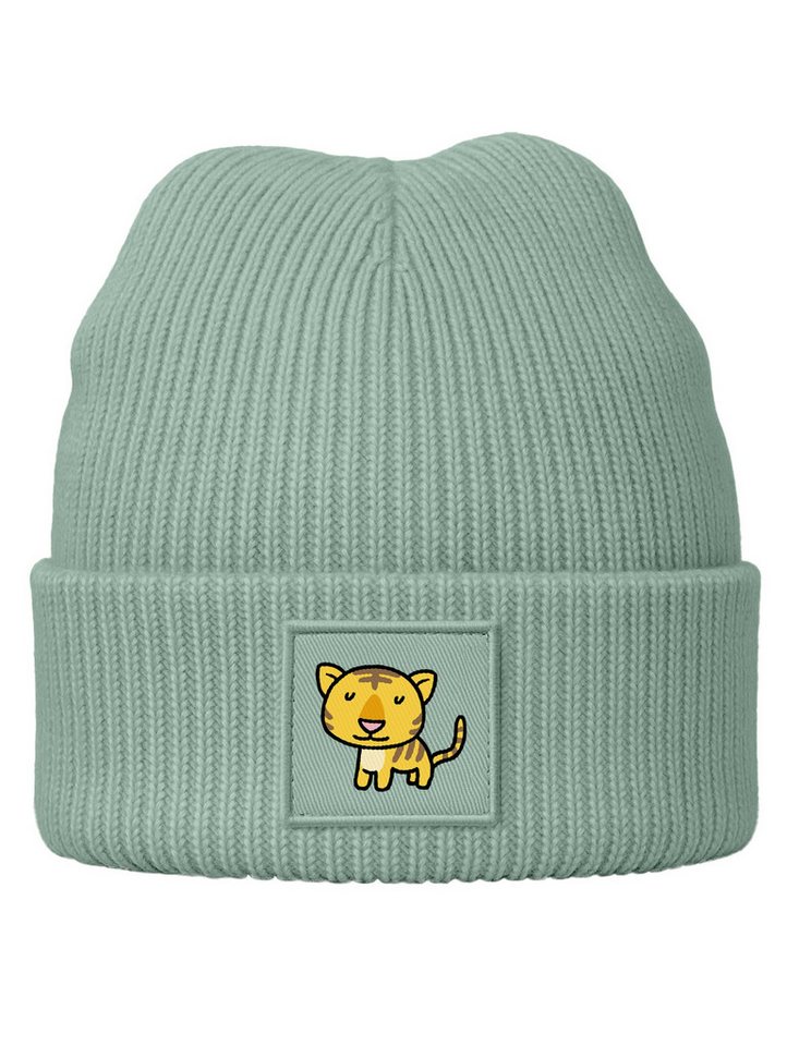 SpecialMe Beanie Kinder Beanie Jungen Patch Patch Tiger Tiermotive Aufdruck Print von SpecialMe