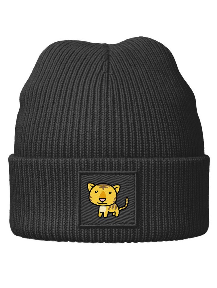 SpecialMe Beanie Kinder Beanie Jungen Patch Patch Tiger Tiermotive Aufdruck Print von SpecialMe