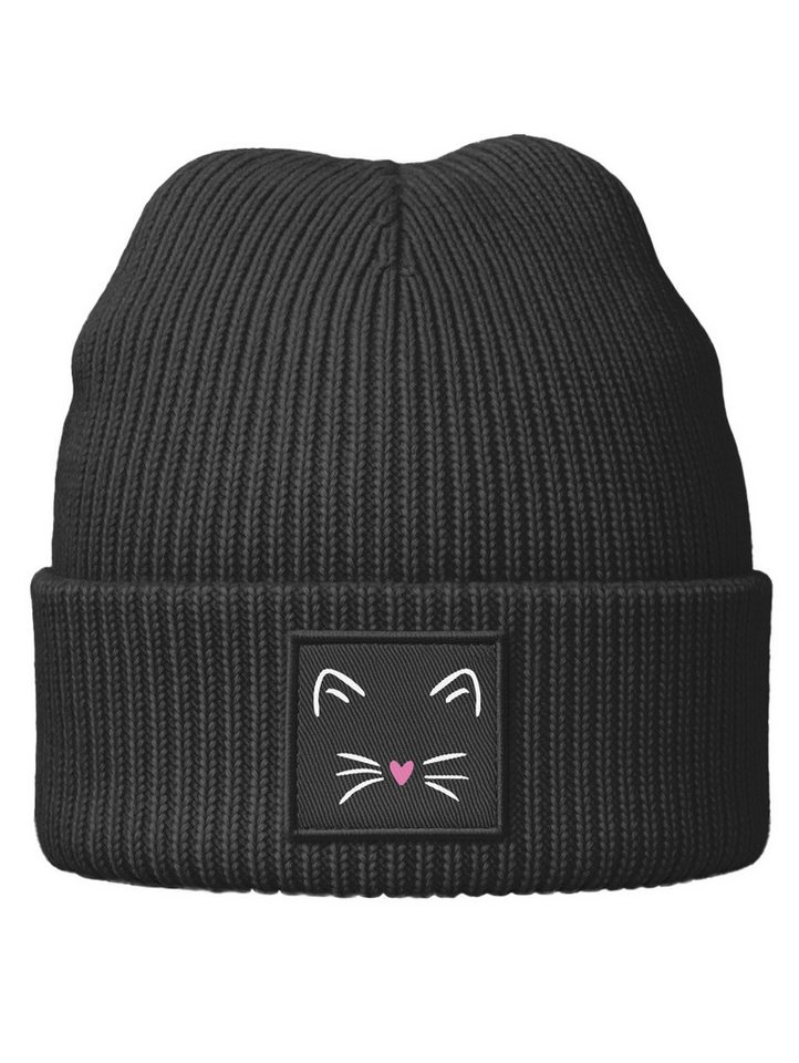 SpecialMe Beanie Kinder Beanie Mädchen Design Katze Aufdruck Print Strickmütze von SpecialMe
