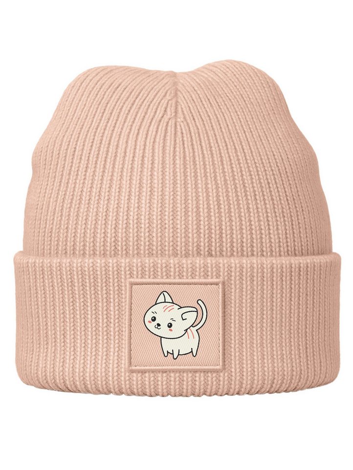 SpecialMe Beanie Kinder Beanie Mädchen Patch Katze Aufdruck Wintermütze Tiermotive von SpecialMe