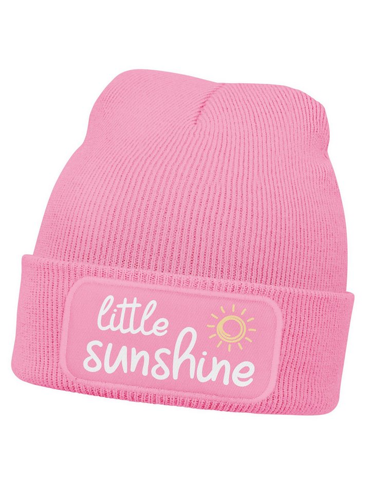 SpecialMe Beanie Kinder Beanie Mädchen Schriftzug Little Sunshine Patch Aufdruck Print von SpecialMe