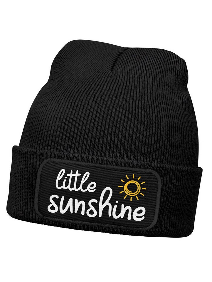 SpecialMe Beanie Kinder Beanie Mädchen Schriftzug Little Sunshine Patch Aufdruck Print von SpecialMe