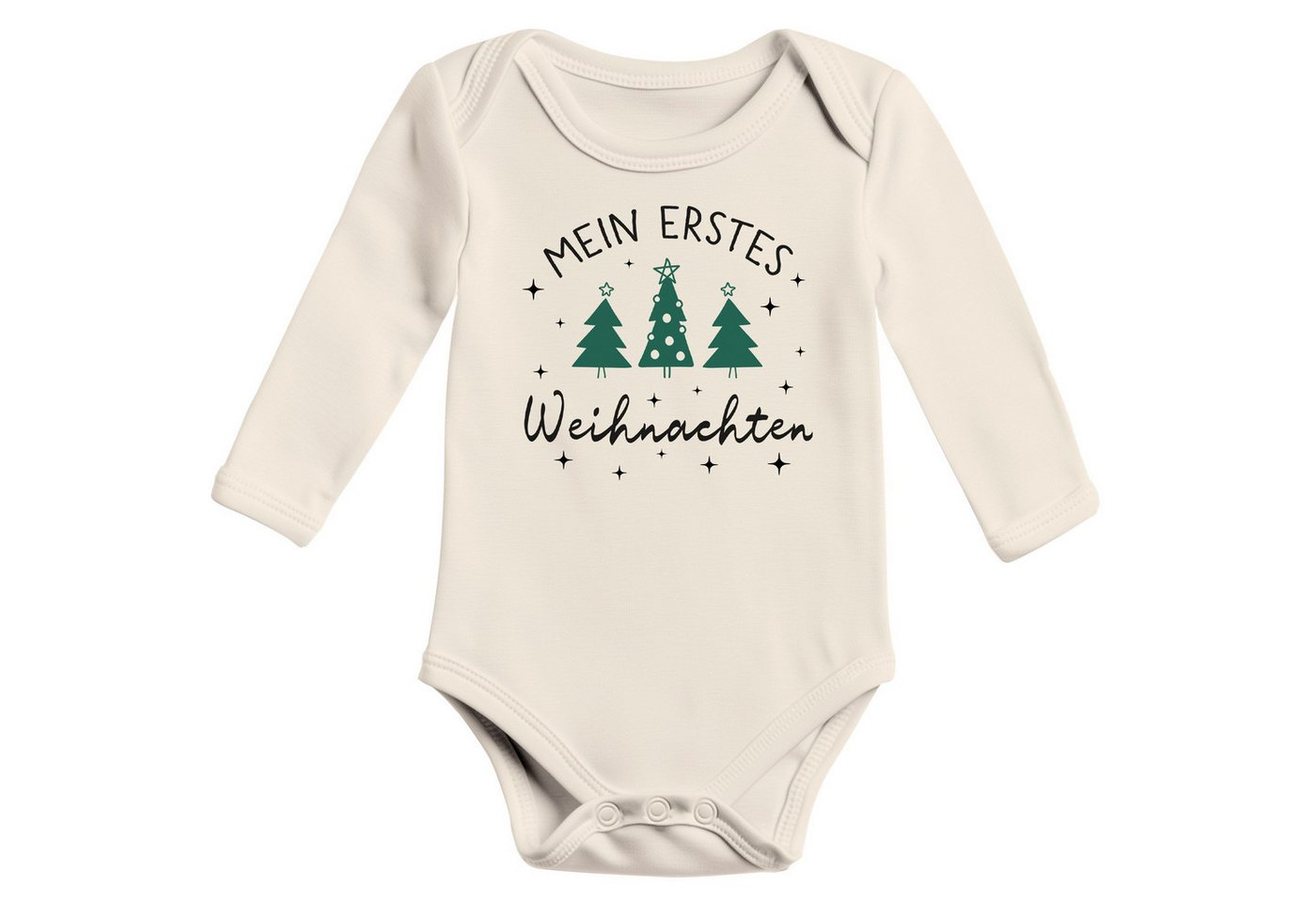 SpecialMe Body Baby Body langarm Erstes Weihnachten Spruch XMAS Tannenbäume Grafik von SpecialMe